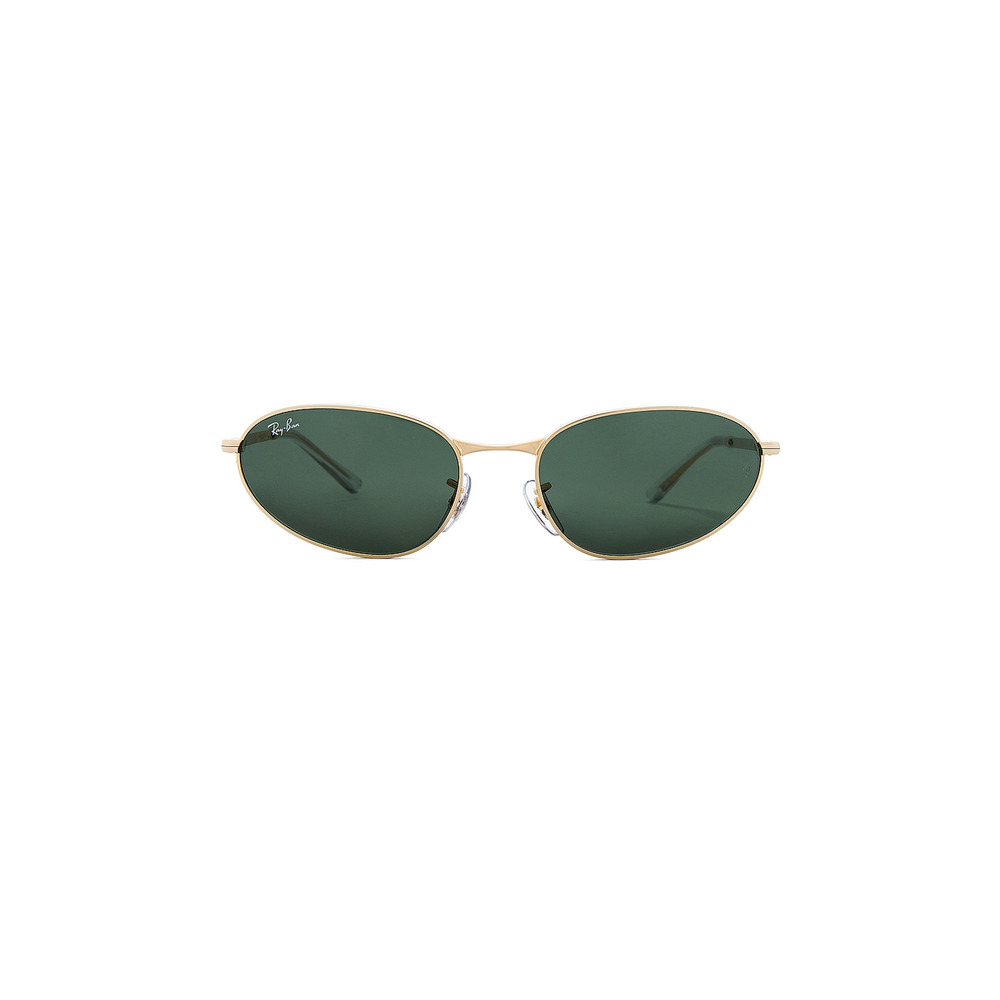 Ray-Ban Oval Gold Frame Sunglasses with Green Lenses